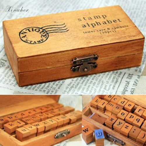 30pcs/box Vintage alphabet decoration stamp DIY wooden rubber stamps for scrapbooking stationery scrapbooking standard stamp