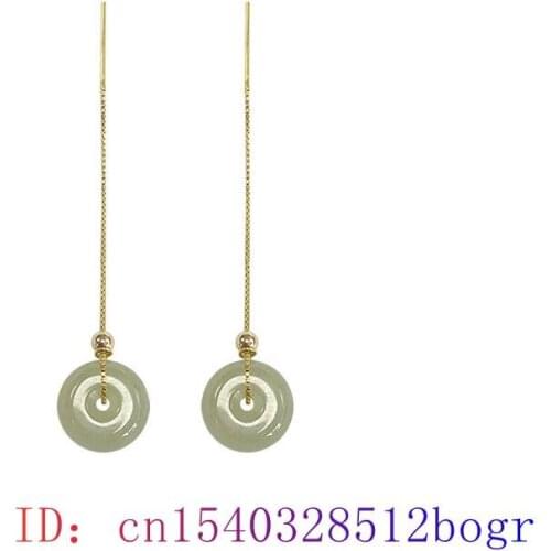 Jade Donuts Ear Studs Fashion Chalcedony Gifts Jewelry Zircon Women Gemstone Natural Crystal Earring White Amulet 925 Silver