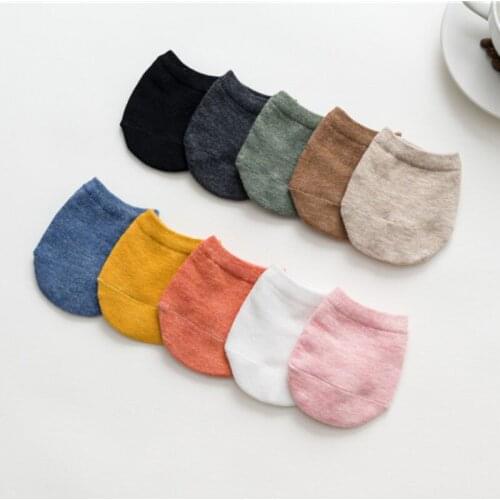 5 Pairs Of Female Forefoot Socks Summer Solid Color Candy Color Female Half Toe Sleeve Half Socks High Heels Invisible Boatsocks