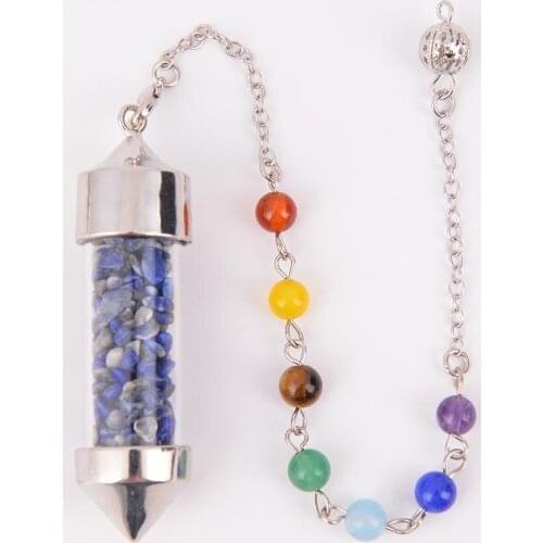 New Arrival 7 Chakra Wishing Bottle Pendulum Natural Chip Stone Pendant Necklace for Women Men Divination Healing D514b