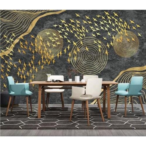 Beibehang custom Golden bird circle Mural wallpapers for Living Room home decor Sofa TV Background photo Wall Paper