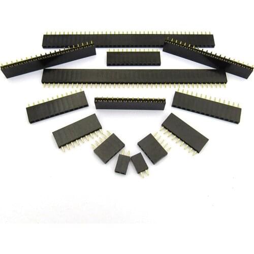 100pcs 2.54mm Female Header Single Row Straight 0.1"Pitch PCB Female Pin Header Connector PH8.5 2/3/4/5/6/7/8/9/10/12/13/15/20P