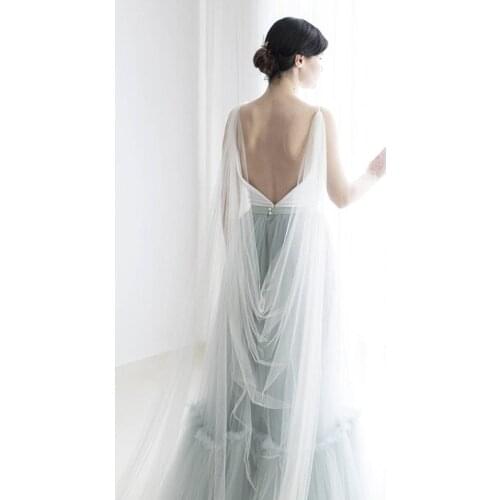 Plain Wedding Cape Veil Bridal Shoulder Veil in White/ Ivory /Black/ Champagne