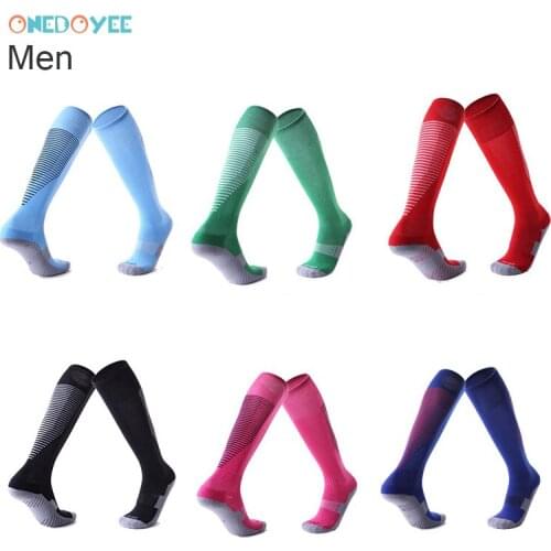 Onedoyee Adult Football Socks Anti Slip Soccer Socks Men Football Stockings Knee High Leg Warmer Thicken Breathable Sports Sock