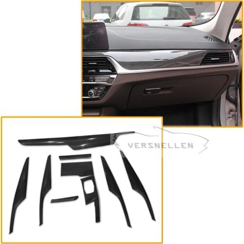 9 pcs Trim For BMW 5 Series G30 G38 Carbon Fiber Interior Trim Cover Only Left Hand Drive Gloss Black Carbon Trim 2017