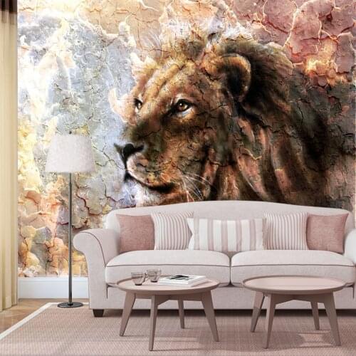 Custom Lion Animal 3d Painting Wall Background Wallpaper Murals for Living Room Boys Bedroom Self Adhesive Walls Paper Decor