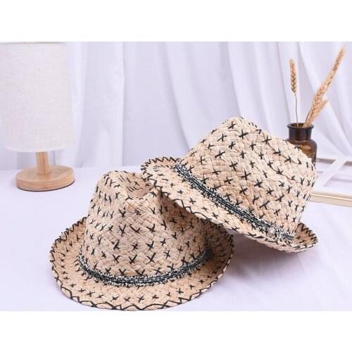 Casual Hat Summer Ladies Fashion Visor Hats New European and American Style Retro Lafite Cap Color Matching Sun Shade Caps H074