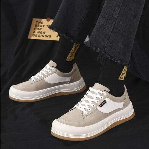 Casual Shoes for Men Running Sneaker Student Fashion Board Shoes Leather Comfortable Black Platform Shoes Men