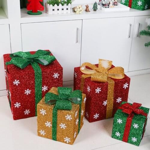 Festive Party Supplies DIY Golden red green Snowflakes ribbon Decorations Christmas Gift Holders Boxes