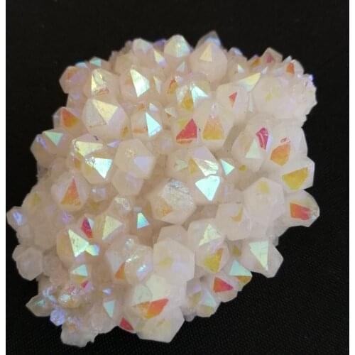 Natural white angel aura crystal cluster electroplating Titanium coating quartz cluster stone Healing Gifts Specimen decor