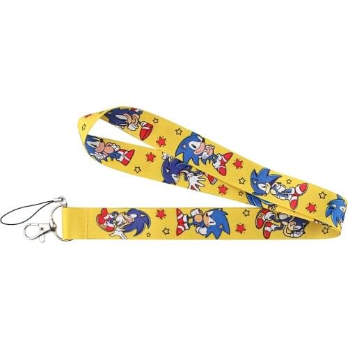 Ransitute R1237 Yellow Hedgehog Boy Cartoon Anime Lovers Key Chain Lanyard Neck Strap For USB Badge Holder DIY Hang Rope