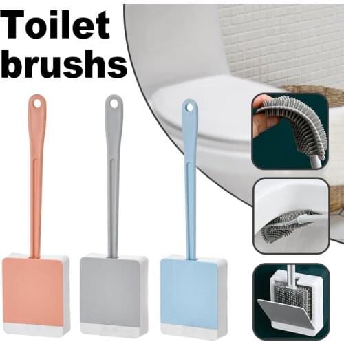 Toilet Brush And Holder Tpr Bristles Toilet Brush Deep Cleaning With Long Handle For Bathroom Wall Mount Punch Free Brosse Wc