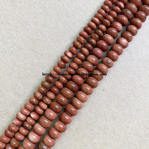 2lots more 10% off ! Natural Stone Smooth Rondelle Gold Sandstone 7" Loose Beads 4X6 5X8mm Pick Size For Jewelry Making DIY