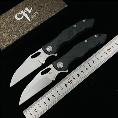 CH 3529 Flipper folding knife S35VN steel blade CF titanium handle with pocket clip camping hunting knife EDC tools