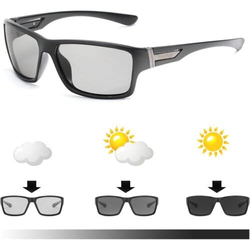 2018 new Men Driving Photochromic sunglasses Men Polarized Chameleon sunglasses Discoloration Sun glasses square sunglasses