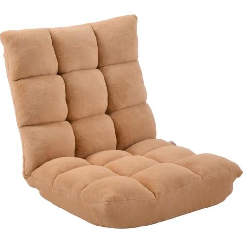 Fabric Upholstered Folding Lazy Sofa Chair Adjustable Floor Sofa Chair Yellow