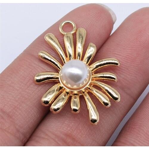 Tristana 8pcs 32x24mm KC Gold Color Flowers Charms Pendant For Jewelry Making Earring Making Accessories