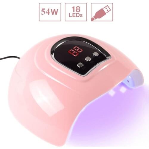 54W 18LEDs UV GEL Curing Light LED Nail Lamp Digital Display Fast Nail Dryer Nail Light for Fingernail Toenail Gel Polish Makeup
