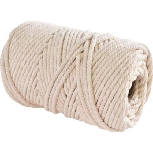 4mmx100m 100%Cotton Rope Durable Natural Beige White Macrame Cotton Twisted Cord Rope DIY Home Textile Accessories Craft