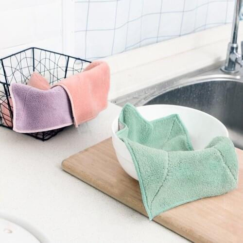 Water absorbent dishwashing cloth kitchen cleaning cloth towel thickening no oil no wool wipe towel