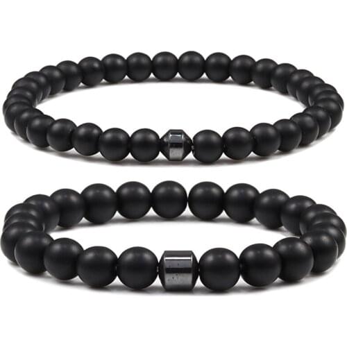 High Quality Natural Stone Bracelet Cylinder Hematite Charms Lava Tiger Eye Beaded Bracelets&Bangles For Women Men Yoga Jewelry