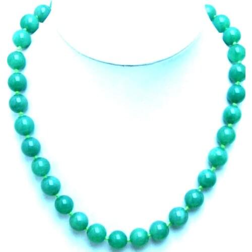 Qingmos Fashion Natural 12mm Round Light Green Jades Necklace for Women with Genuine Stone Necklace Chokers 18" Jewelry nec8406