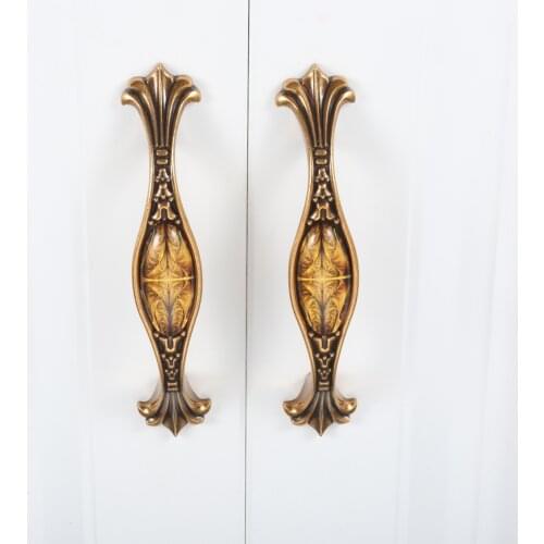 1 PC Furniture Door Handles Wardrobe Cupboard Drawer Knobs Pulls 96/128/192MM Retro Bronze Kitchen Cabinet Knobs and Handles