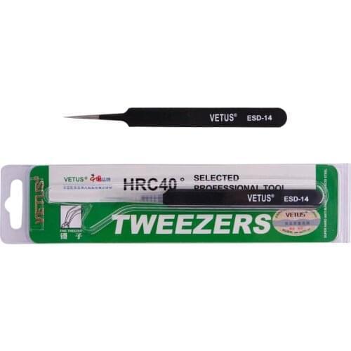 10pcs/lot Professional Vetus ESD Tweezers High Precision Tip Curved Straight Eyelash Tweezers