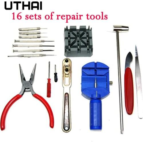 UTHAI P26 16Pcs Watch Tools Watch Opener Remover Pry Screwdriver Clock Watch Repair Tool Kit Watchmaker Tools Parts