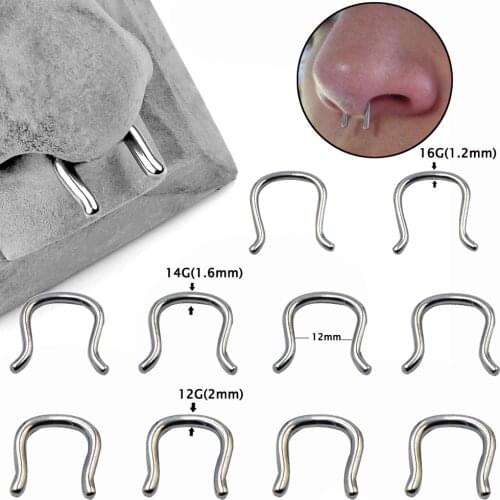 2PCS/Lot 316L Surgical Steel U-Shaped & Staple Nose Septum Hanger Retainer Nose Ring Horseshoe Septum Piercing 16g,14g,12g