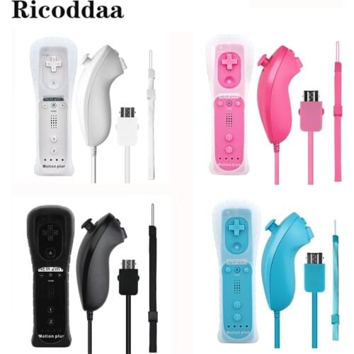 2 in 1 Built In Motion Plus Remote Controller Joystick Nunchuk For Nintendo Wii Gamepad Controle with Protective Silicone Case