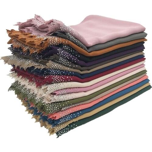 2021 New muslim chiffon rhinestone hijab scarf designer malaysia scarf hijab islamic plain headscarf arab head wrps ladies shawl