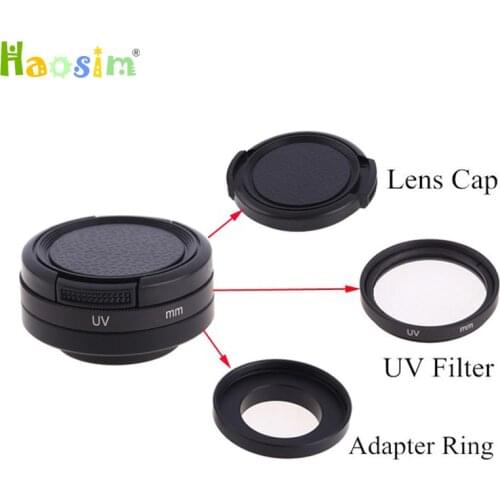 3 In1 37mm / 40.5mm / 52mm / 58mm UV Filter Lens Protector+Adapter Ring + Lens Cap for Go Pro HD Hero 4 /3 plus / 3 /3