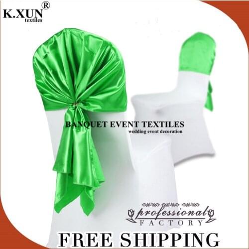 20PCS Lot Satin Chair Cap Hood Tie Bow Sash For Wedding Chair Cover Event Party Banquet Decoration