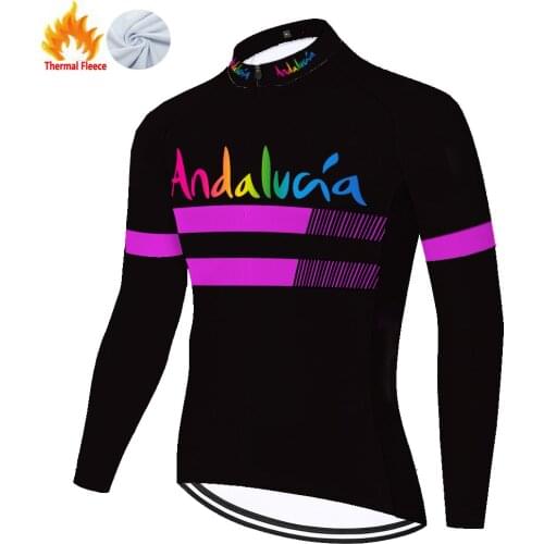 Andalucia Winter Thermal Fleece Uomo Mayots Vetement Velo Homme Retro Mallots Hombre Camisa Masculina Jersey Maillot Ciclismo