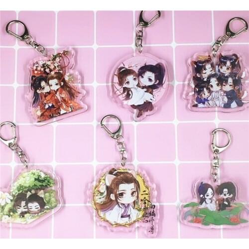 Anime Cute Keychain The Husky and His White Cat Shizun Mo Ran Chu WanNing Cartoon Acrylic Pendant Keyring Decoration Gift