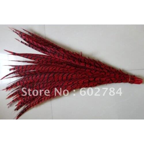 EMS free shipping 50pcs 30-35inch 80-90cm RED Dyed pheasant tail feather,Lady amherst side tails,pheasant feather