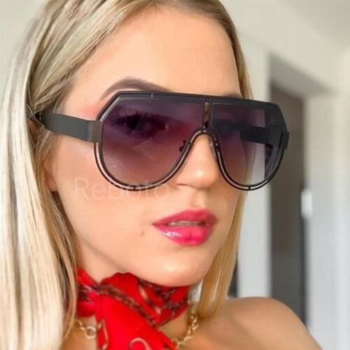 Oversized metal black women men sunglasses fashion Gradient Lens feminine Sunglasses Vintage Retro alloy Big frame glasses woman