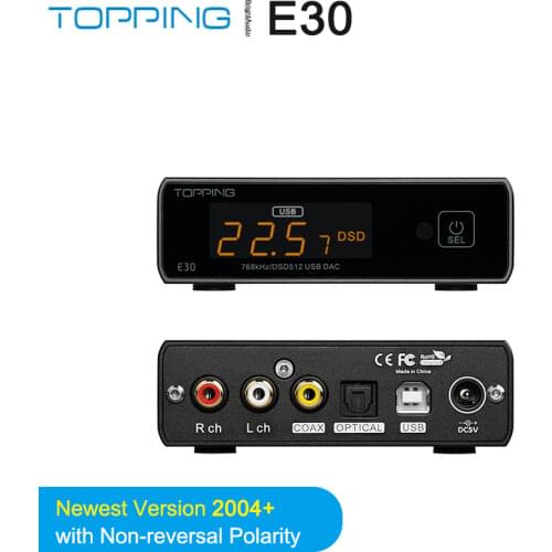 TOPPING E30 AK4493+AK4118 DAC Decoder Hi-Res Audio XMOS XU208 PCM 32 bit/768kHz DSD512 with Remote Control Touch Operation