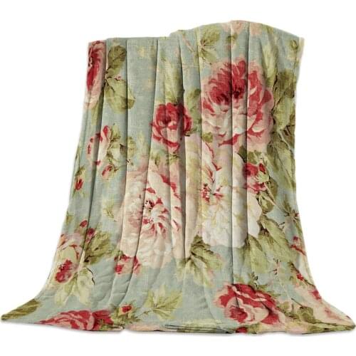 Peony Flower Blanket Bed Cover Flannel Fleece Throws Travel Cover Wrap Personalized Durable Soft Warm Chair Hall Home Blankets