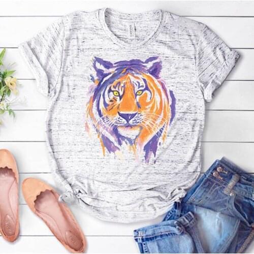 Keep Tiger T-shirt Women Tee Streetwear Vintage Tops Hello Weekend Shirts Plus Size Print Dinosaur Animals Tees