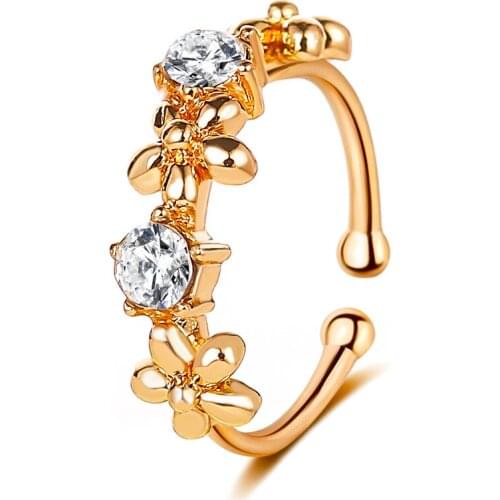 Crystal Ear Clip Gold/Silver Color Ear Cuff Cartilage Wrap Clip Non Piercing Jewelry Lady Crystal Flower Oorbellen Jewelry Gift