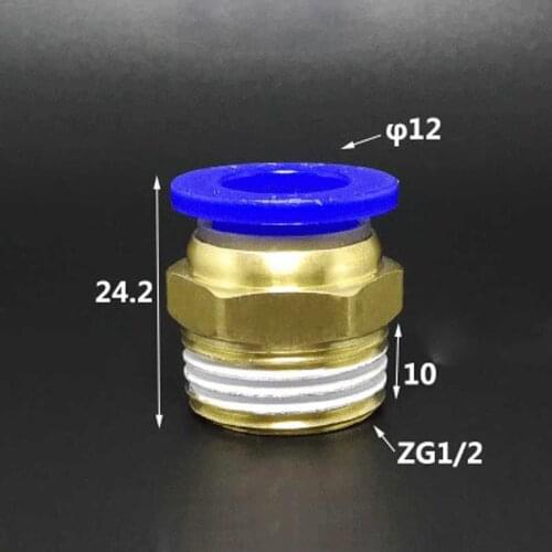 DN15 G 1/2" BSP Male x Fit Tube OD 12mm Brass Pneumatic Air Hose Quick Connector Push In Coupler Water Gas Oil
