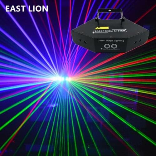 DMX RGB Laser LED Beam Line Array Scanning Stage Lighting Colorful 6 Lens Scanner Spot Projector Disco Strobe For Disco Light