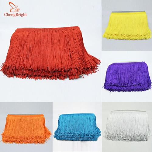 CHENGBRIGHT 1Yards 15cm Wide Lace Fringe Trim Tassel Fringe Trimming For DIY Latin Dress Stage Clothes Accessories Lace Ribbon