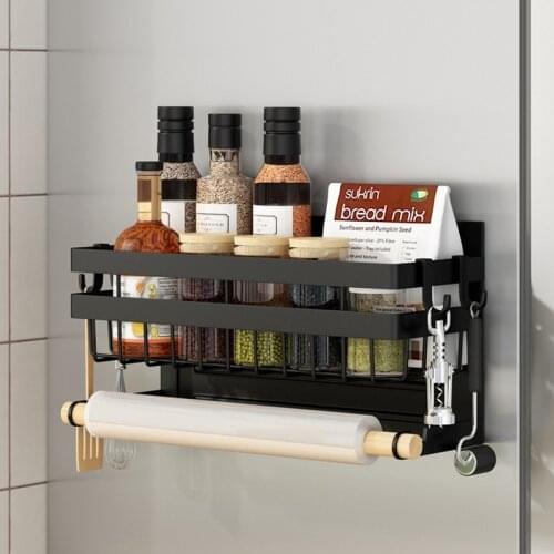 Magnetic Adsorption Refrigerator Side Rack Wall-mounted Storage Holder Kitchen Paper Towel Shelf Magnetic Refrigerator Rack