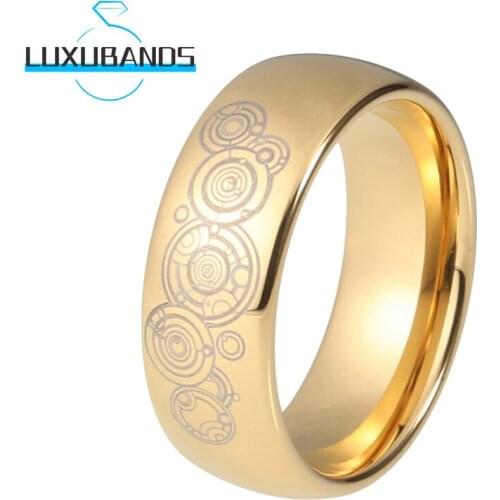 8/6MM Tungsten Ring For Men Wemen Gold Custom design Polished Finished Comfort Fit