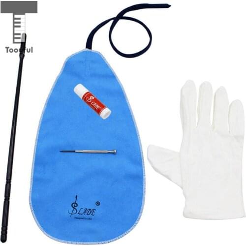 Flute Cleaning Kit Set Cleaning Cloth+Stick+Cork Grease+Screwdriver+Gloves 5 in 1