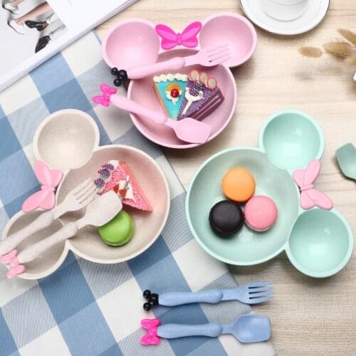 Cartoon Bowl Set Full Kindergarten Gift Tableware of Fork Spoon Cute Childrens Dinner Plates