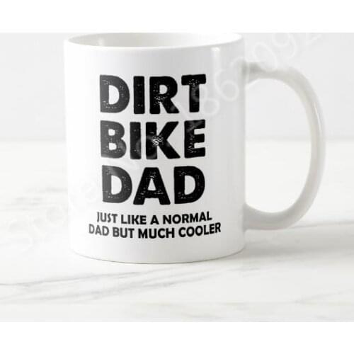 Novelty Dirt Bike Dad Motorcycle Coffee Mug Tea Cup Funny Father Motocross Beer Mugs Cooler Than Normal Dad Quote Gift for Daddy